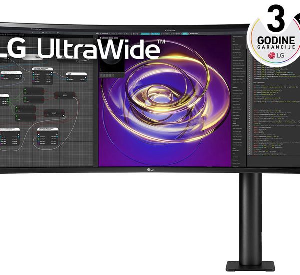 Lg 34in 34WP88CP-B IPS Curved UltraWide Ergo QHD 3440x1440 60Hz 2 HDMI, 1 DP Tilt, Swivel, Pivot, Black
