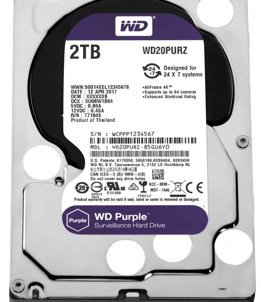 WD 2TB WD20PURZ Purple, Sata III, 64 MB, 3,5in, 5.400 rpm