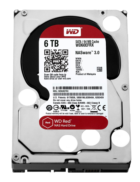 WD 6TB WD60EFRX Red, 3.5in, 64 MB, 5.400 rpm