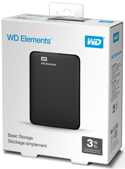 EXT 3TB WD Elements Portable WDBU6Y0030BBK-WESN, USB 3.0, 16 MB, 2,5in, 5.400 rpm
