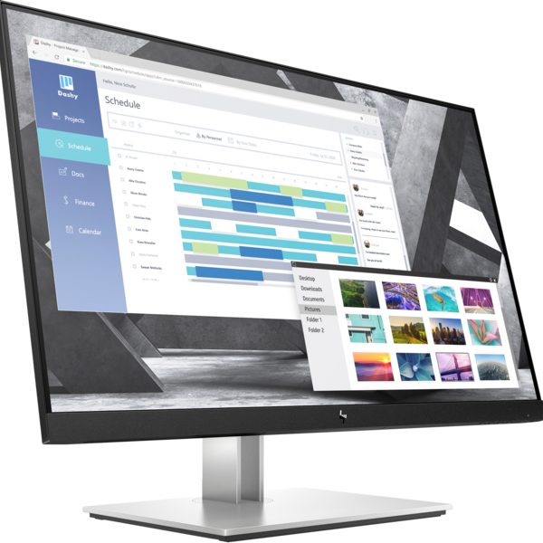Hp 27in E27q G4 9VG82AA IPS AG QHD 2560x1440 60Hz 5ms, 1 VGA; 1 USB Type-B; 1 HDMI 1.4; 1 DisplayPort 1.2; 4 USB 3.1, Tilt, Pivot, Swivel, Height, Silver/Black, 3yw