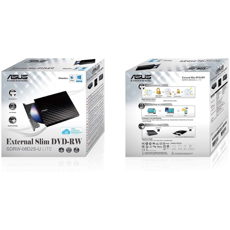 EXT ASUS SDRW-08D2S-U LITE DVDRW USB crni OPT00372 - Slika 2