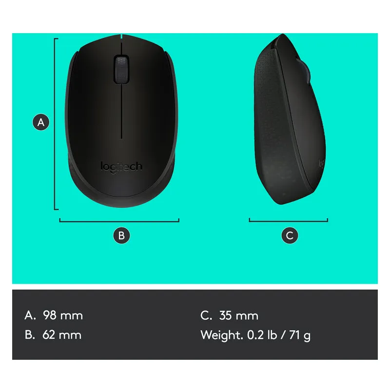LOGITECH B170 Wireless Mouse Black 910-004798 - Slika 5