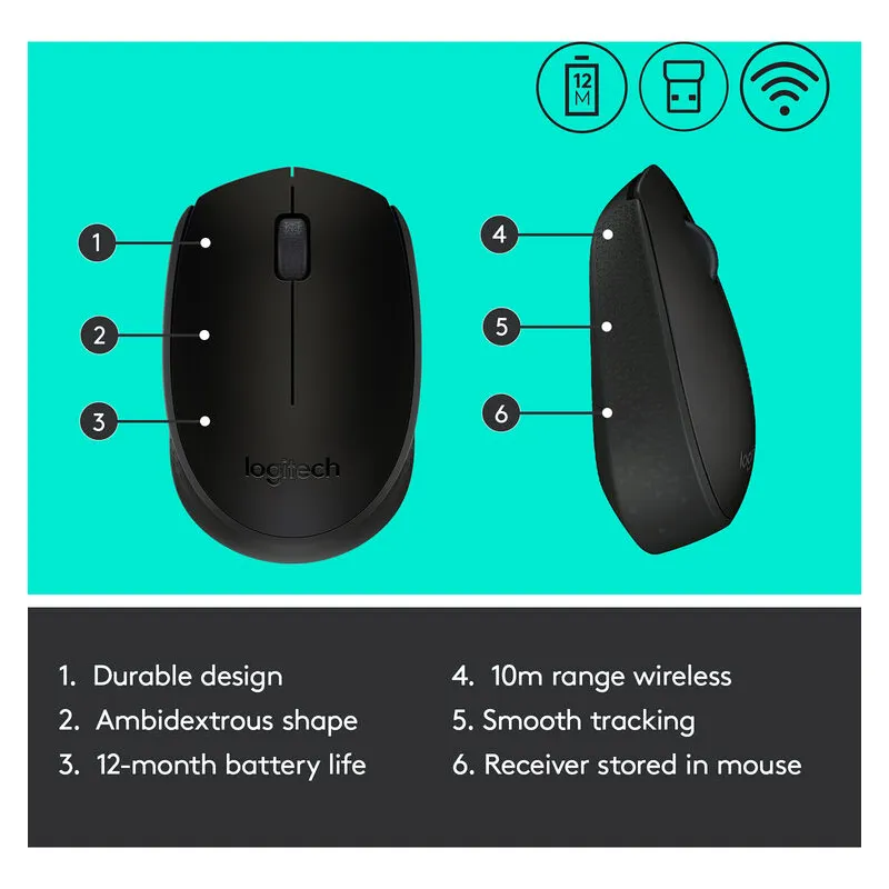 LOGITECH B170 Wireless Mouse Black 910-004798 - Slika 6