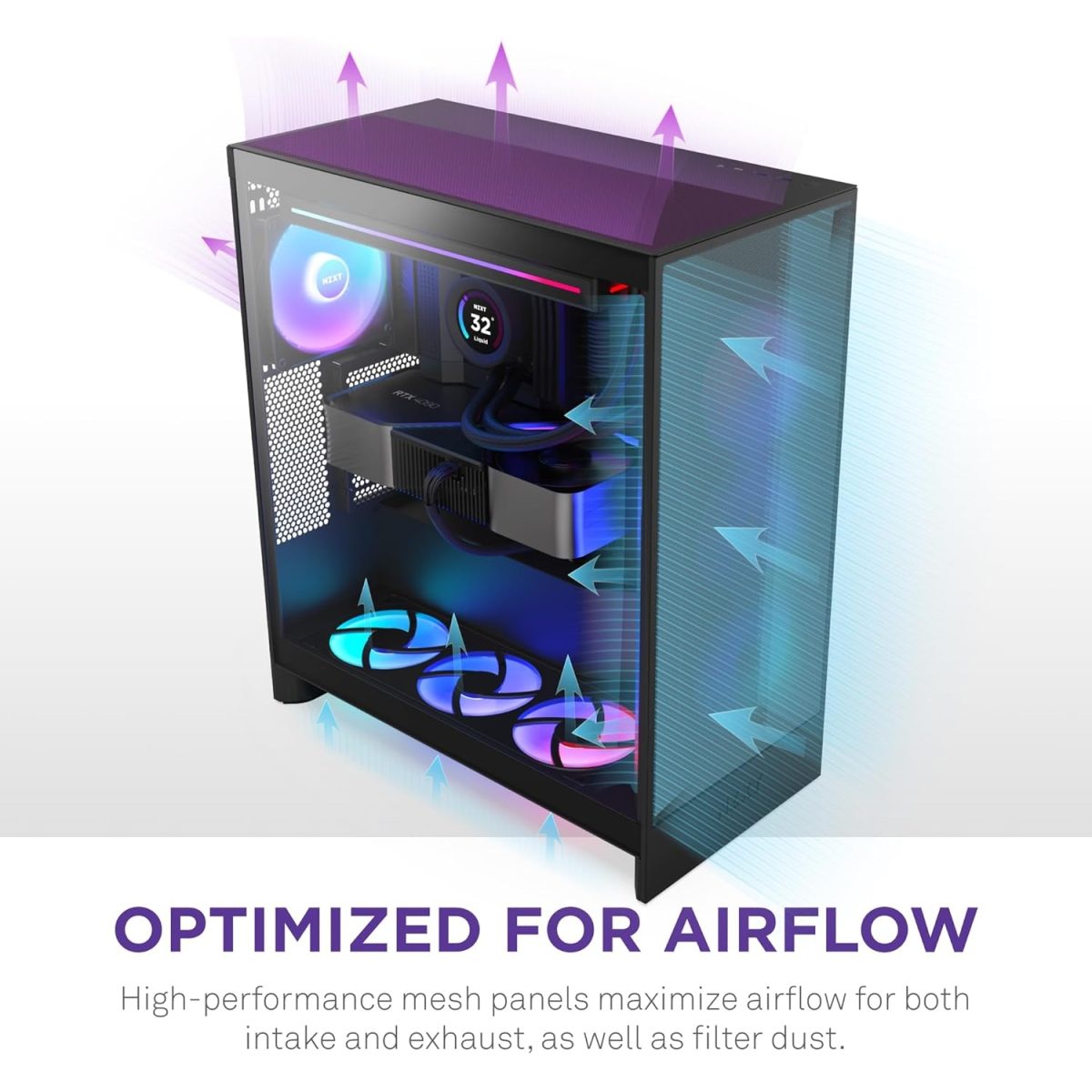 Nzxt H7 Flow crno CM-H72FB-01 - Image 7