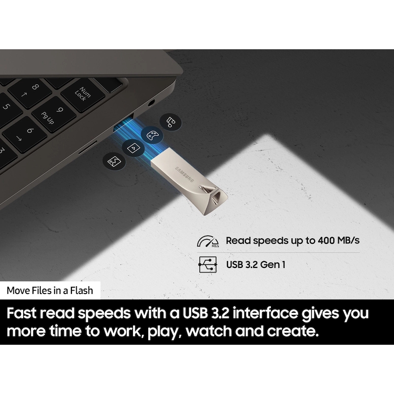 SAMSUNG 128GB MUF-128BE3 BAR Plus USB 3.1 srebrni - Slika 4