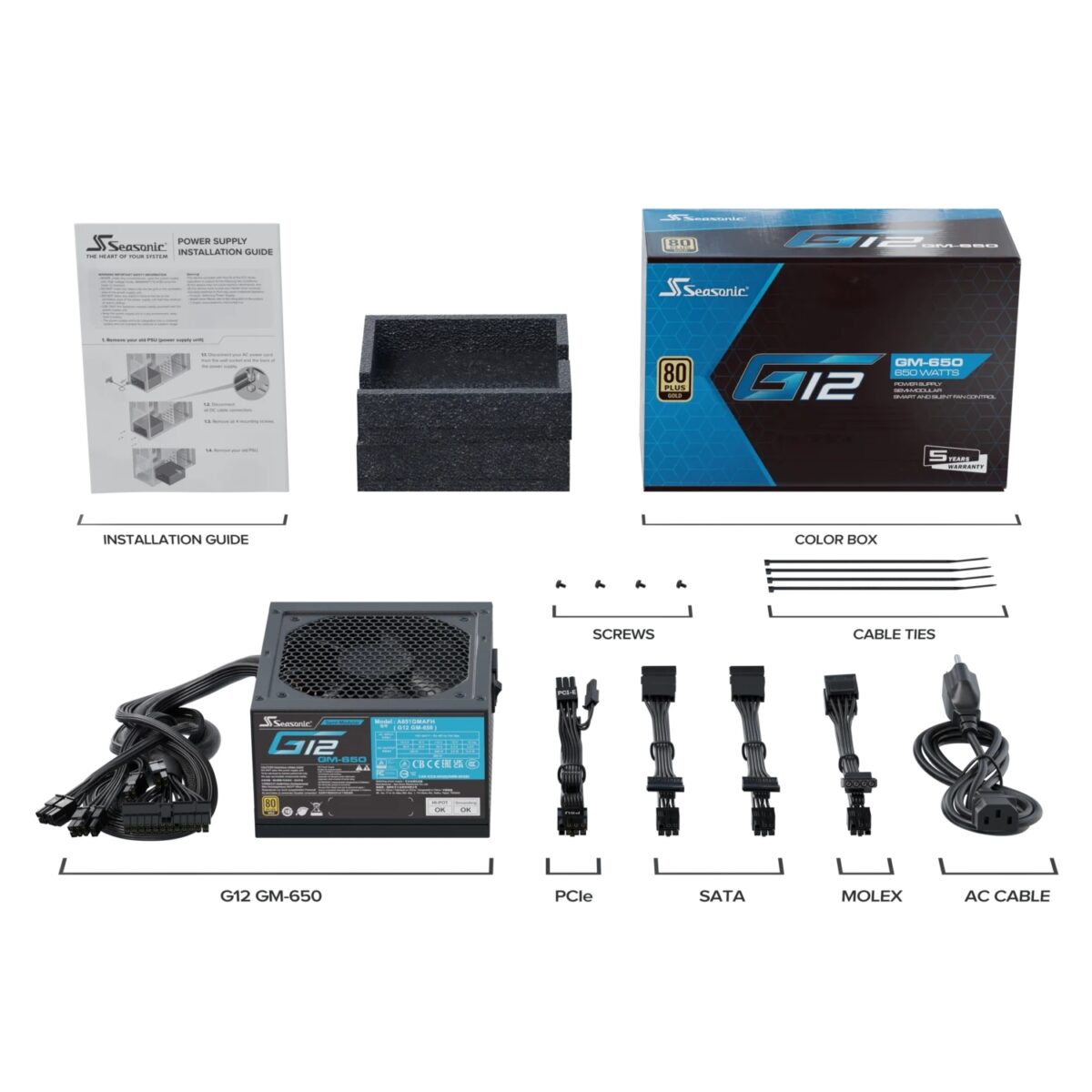 Seasonic 650W G12 GM-650 Modularno, 80+ Gold 30573 - Slika 9