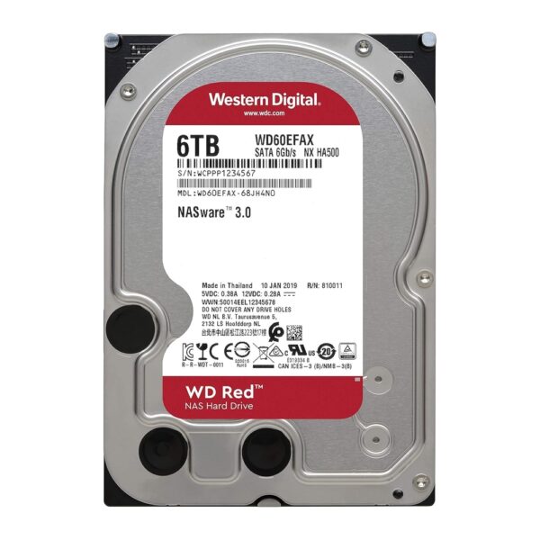 WD 6TB WD60EFAX Red NAS Sata III, 256 MB, 3,5in, 5.400 rpm