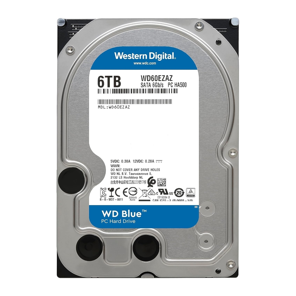 WD 6TB WD60EZAZ Blue  Sata III, 64 MB, 3,5in, 5.400 rpm
