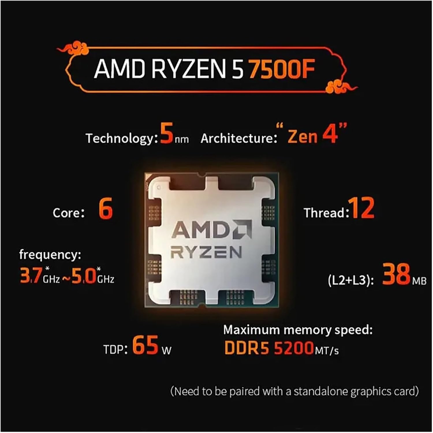 AMD Ryzen 5 7500F 6 cores 3.7GHz Tray - Slika 3