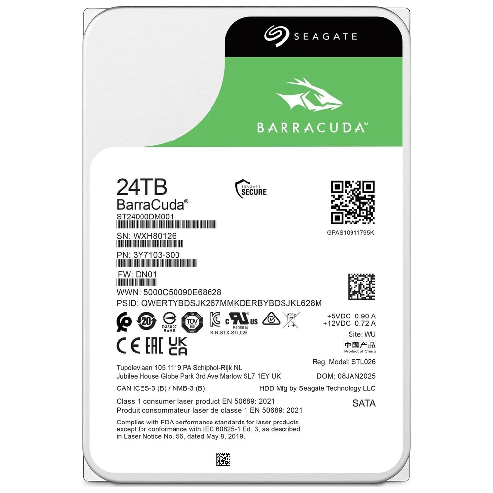 Seagate 24TB ST24000DM001 3.5in SATA III 512MB 7200rpm  BarraCuda