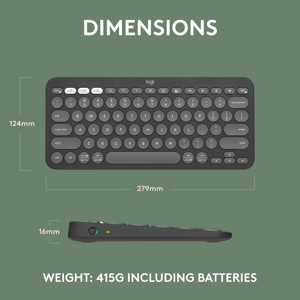 Logitech K380s Pebble Keys 2 Tonal Graphite - Slika 8