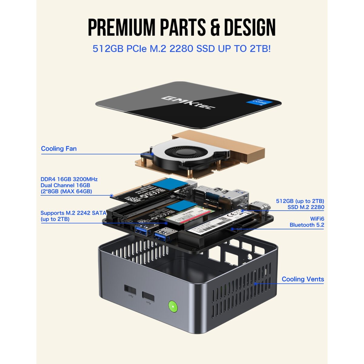 Mini PC GMK Tech NucBox M3 W11Pro i5-12450H 8C12T/16GB 512GB M.2 - Slika 11