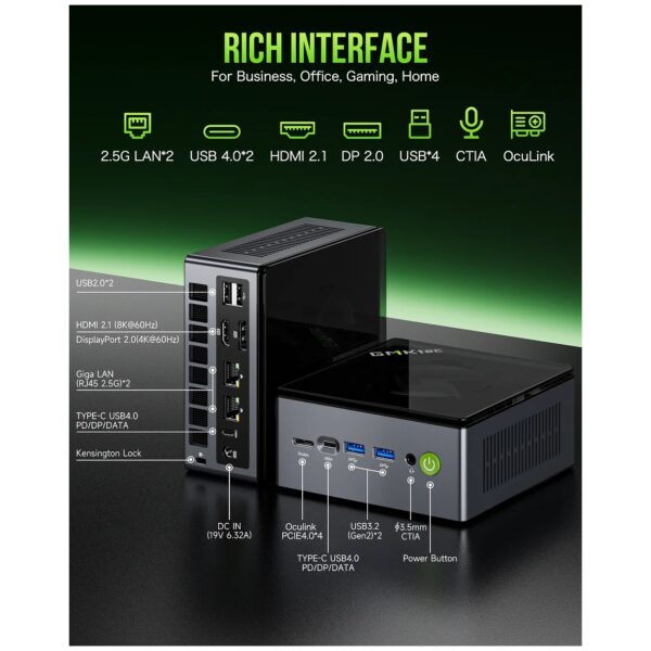 Alternative view of Mini PC GMK Tech NucBox M7 W11Pro RYZEN 7 6850H 8C16T/16GB 512 M.2