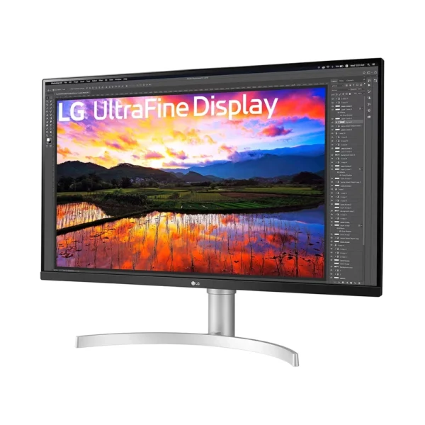 Alternative view of LG 32UN650K-W 31.5in 4K UHD Monitor | IPS 3840x2160 | Ergonomic Stand | Built-in Speakers | Silver