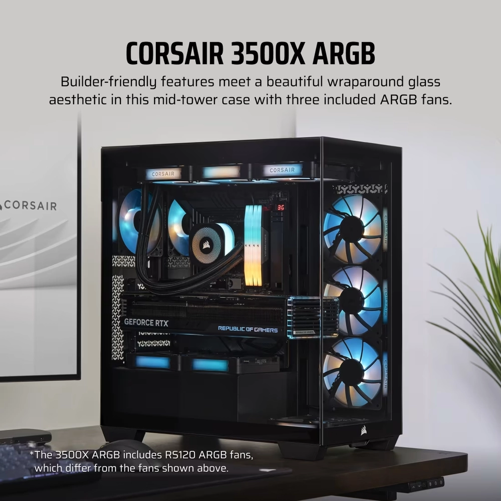 CORSAIR 3500X ARGB Mid-Tower Crni, CC-9011278-WW - Slika 6