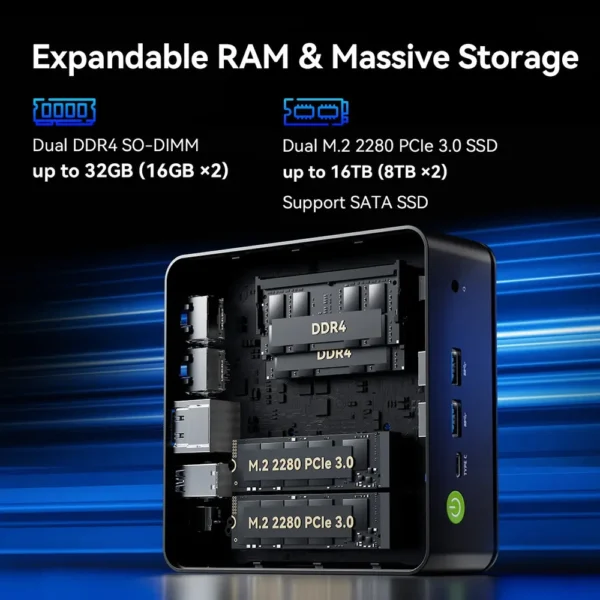 Mini PC GMKTec NucBox G11 W11Pro Ryzen 5 Embedded R2514 4C 8T, 16GB DDR4 512GB M.2 ,2xHDMI 4K,2xUSB-A 3.2 61601 - Slika 7