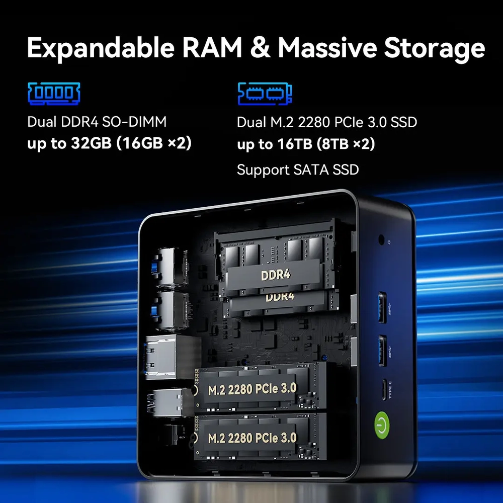 Mini PC GMKTec NucBox G11 W11Pro Ryzen 5 Embedded R2514 4C 8T, 16GB DDR4 512GB M.2 ,2xHDMI 4K,2xUSB-A 3.2 61601 - Slika 7